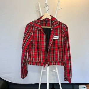 Plaid “thanks” jacket size S